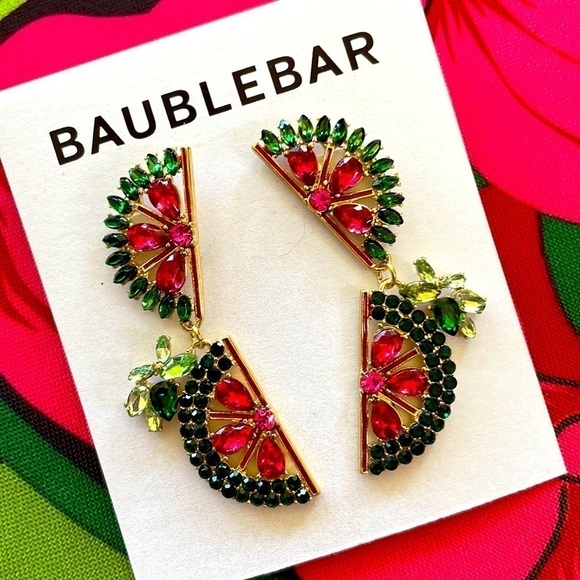 Brand New BaubleBar Watermelon Slide Drop Earrings Summer Fruit - Picture 9 of 9